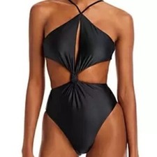 PQ Swim Black Hayden Cut Out One Piece Sz L NWT