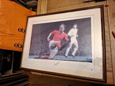 Manchester Utd Bobby Charlton Signed Big Blue Tube Limited Edition Framed Print