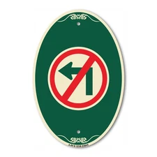 Designer Sign No Left Turn (Graphic Only) 12" x 18" Metal Sign