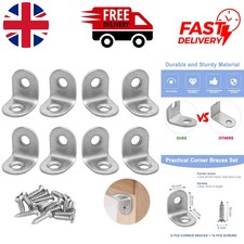 8PCS Small L Brackets with Screws, 20mm for Furniture and Shelf Support