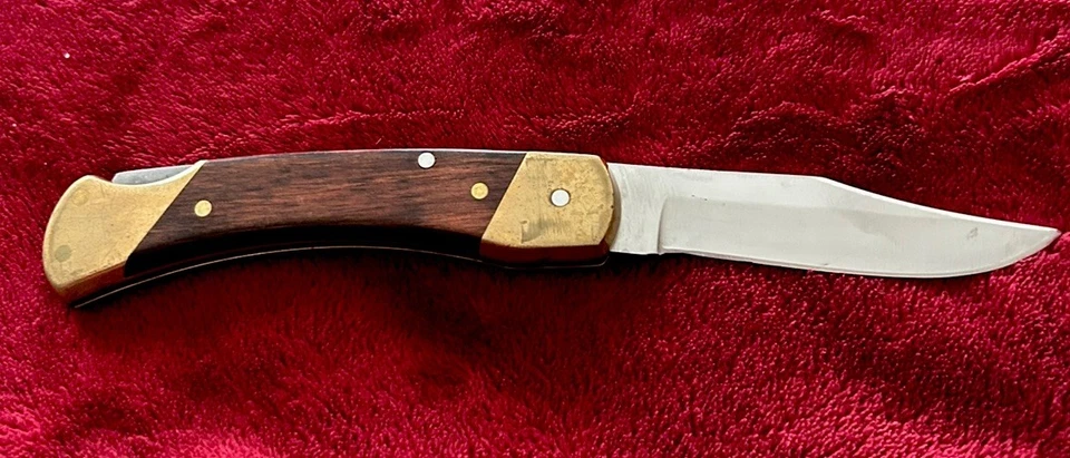 Cuchillo vintage Schrade+ EE. UU. LB7, mango de latón/madera, bloqueo, cuchillo plegable años 80’s Foto 2 de 4