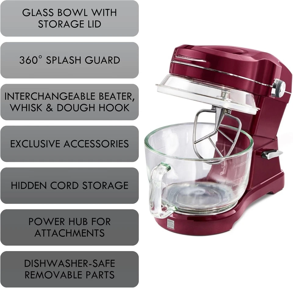 Kenmore 500W Oviation Stand Mixer - 10 Speed Mixing, Tilt-Head, Handheld Red - Image 4 of 4