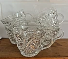 Lot of 5 Vintage Anchor Hocking Clear Glass Punch Cups Arlington Pattern 60's