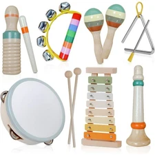 3+ Toddler Musical Instruments, 7 in 1 Baby Montessori Wooden Musical Toys
