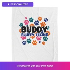 Custom Dog Paw Print Blanket Personalized Pet Name Pet Lover Gift Dog Owner