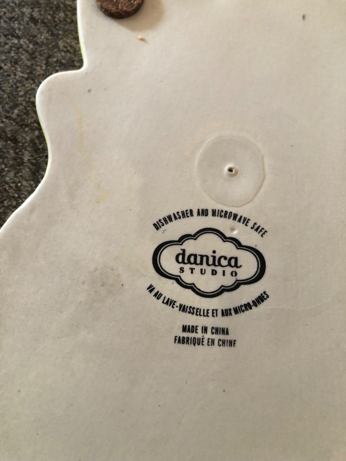 DANICA STUDIO YELLOW CERAMIC CAT KITTEN TRIVET  WALL DECOR