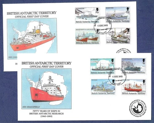 1992 British Antarctic Terr. Official FDC [3] "Research Ships" definitive issue