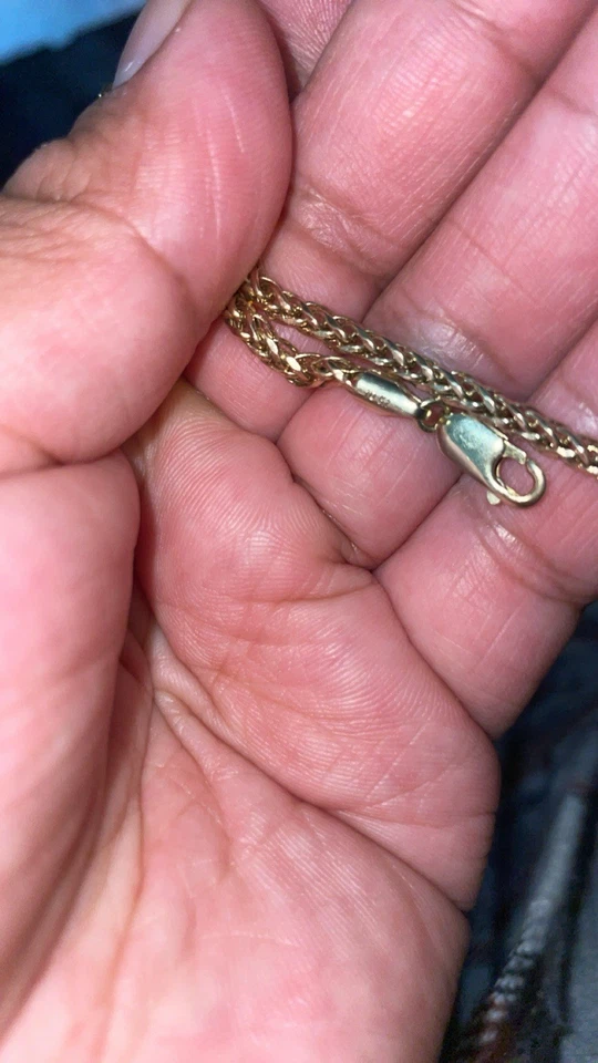 10K YELLOW GOLD Braided WHEAT LINK STYLE CHAIN NECKLACE UNISEX 3MM - Image 4 of 4