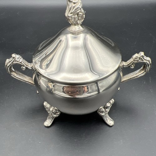 Vintage versilberte Kaffee/Teekanne Krug Sahne Zucker & Teller - Bild 12 von 19