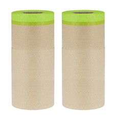 2 Rolls 15M Pre-Taped Masking Film Brown Paper with Medium-Tack Painters Tape