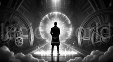 Epic Time Travel Portal Man Steampunk Clock Digital Art Download Image P...