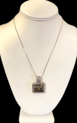 Lori Bonn 925 Sterling Silber Bernstein Anhänger mit 18'' Sterling Kette