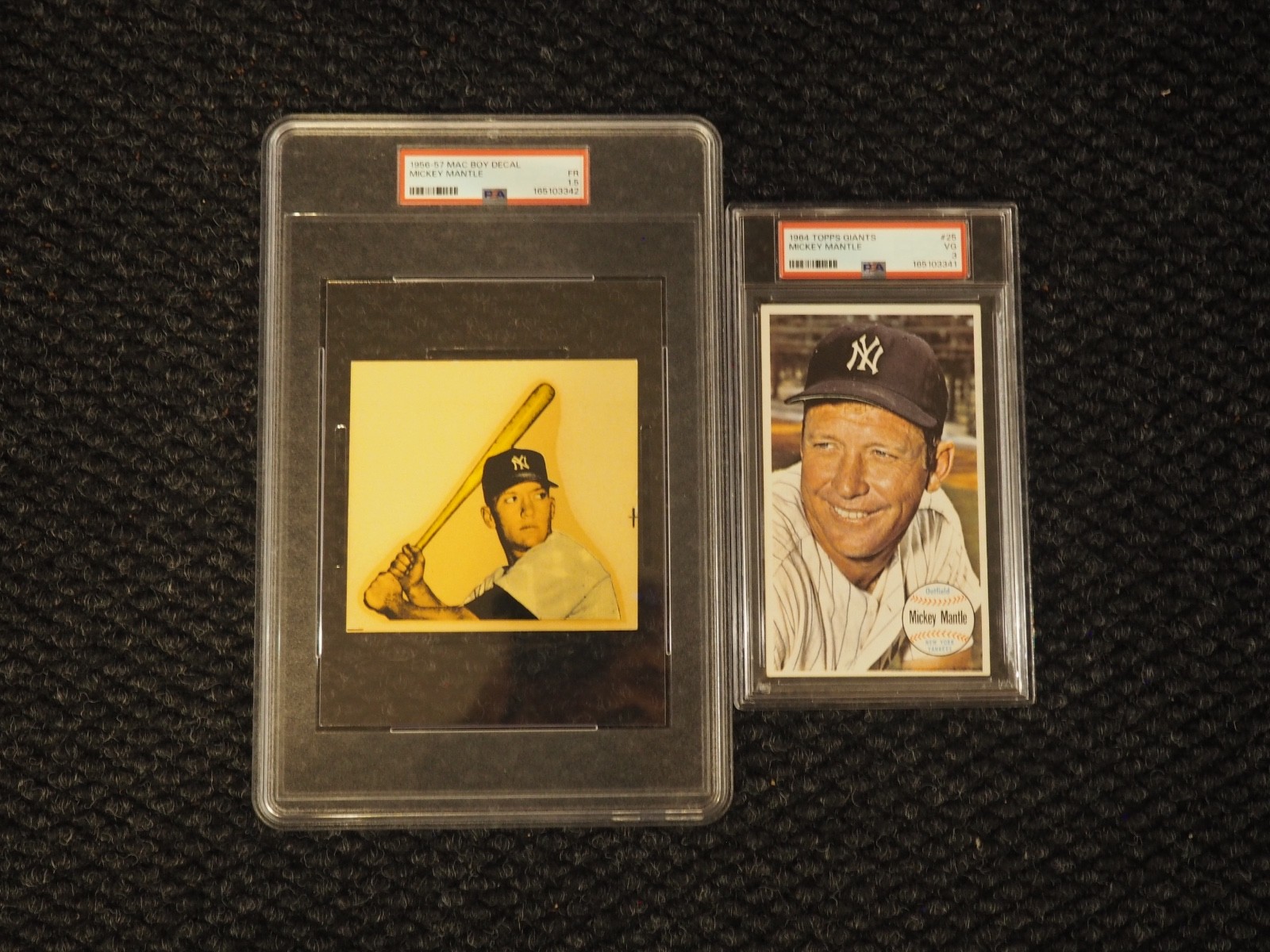 Mickey Mantle 56-57 Mac Boy Decal PSA 1.5, 1964 Topps Giants #25 PSA 3 view 3