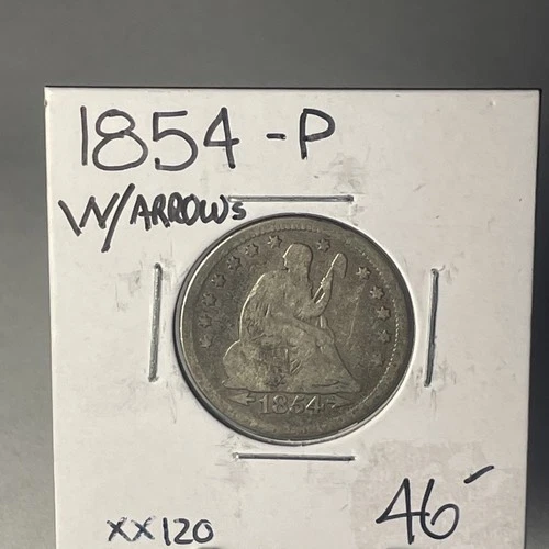 1854 P SEATED LIBERTY QUARTER  W/ ARROWS IN FINE Condition  XX120