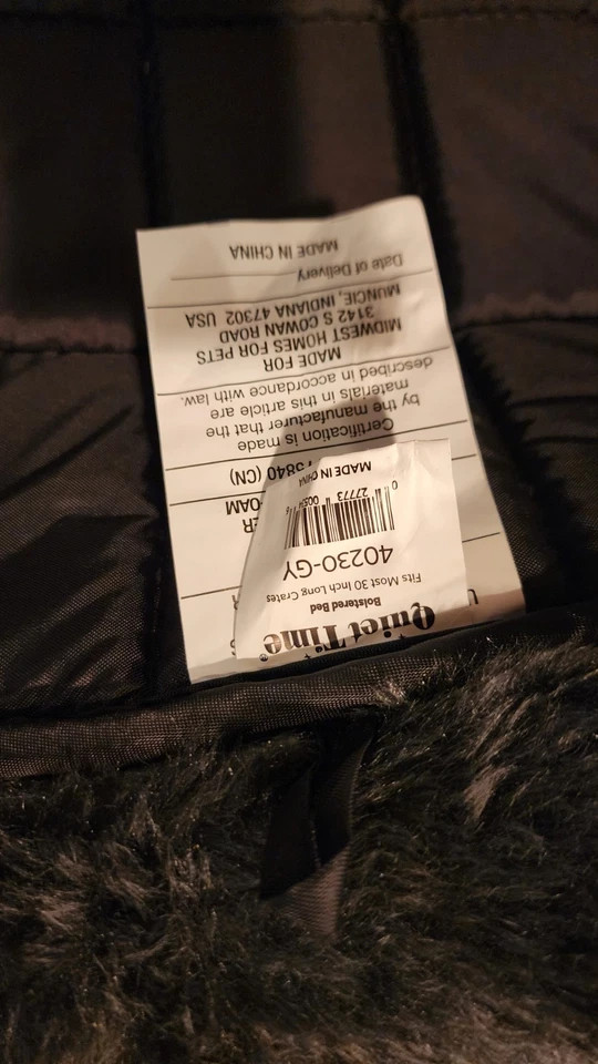 New 30" Fleece Dog Bolster Bed & Crate Gray Mat MidWest Quiet Time  - Image 3 of 4