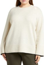 Vince Women's Ivory Monogram Easy Cashmere Crewneck Sweater, 3X