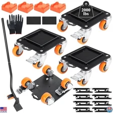Heavy Duty Furniture Movers Set, 4 Wheel Dolly, 2000 lbs Capacity, Easy Slide