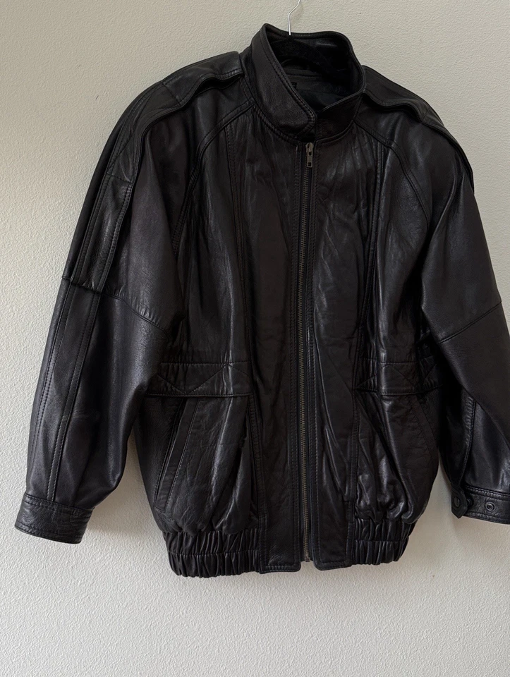 Michael Hoban North Beach leather black bomber jacket 36 - Image 4 of 4
