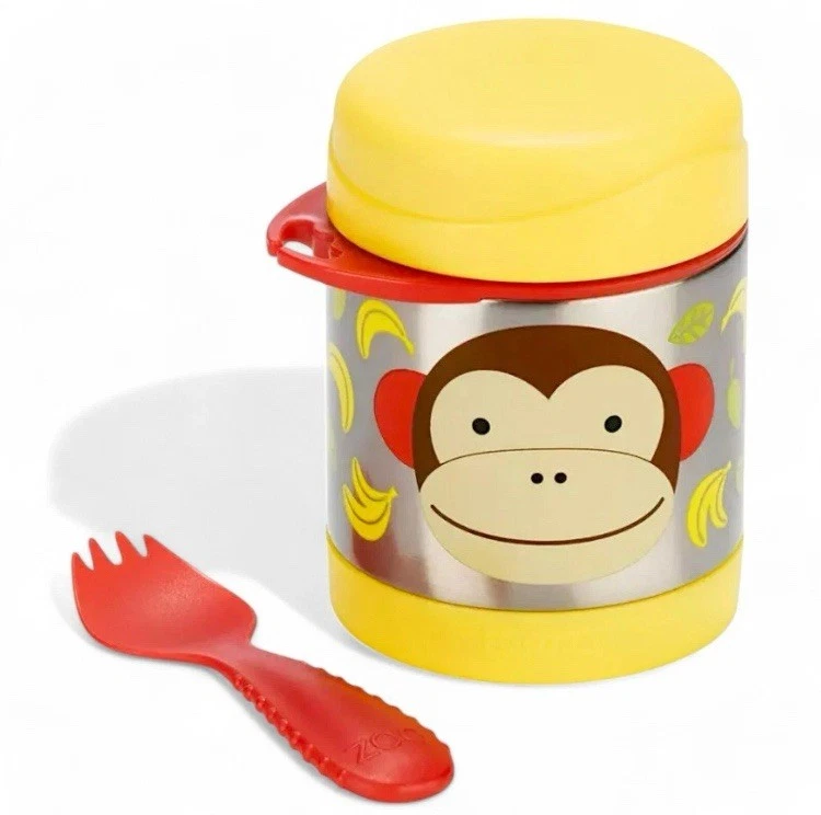 Tarro de comida aislado Skip Hop Zoo Monkey bebé niño pequeño para ir 5 horas frío 7 horas cálido Foto 2 de 4