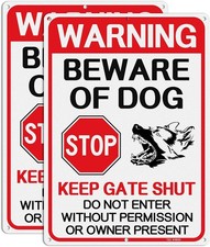 T R Large Beware of Dog Signs - 14" x 10", x 10" - 2 pack -