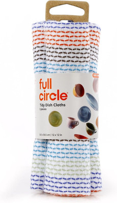 Full Circle Tidy 100% Organic Cotton Dish Cloths - Absorbent, Reusable, Kitchen