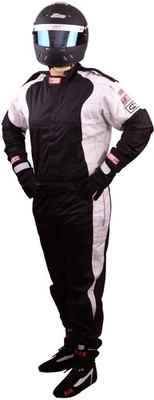 RJS Elite Series Driving One Piece Suits Black and White SFI 3.2A/1