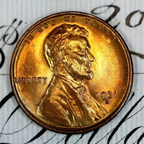 * 1931-S * PRISTINE+ BLAZING RED GEM BU MS LINCOLN WHEAT PENNY * FROM COLLECTION