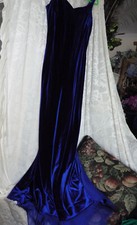Y2K 90's Zum Zum Royal Blue Velvet/Velour Chiffon Pin Up Maxi Formal Prom Dress