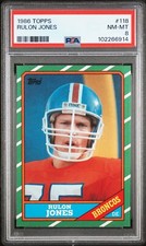 1986 TOPPS #118 RULON JONES PSA 8 NM-MINT POP 19 ONLY 47 HIGHER DENVER BRONCOS
