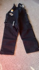 New Carhartt R41 Men's Black Quilt-Lined Zip-to-Thigh Med Bib Overalls 46 x 28