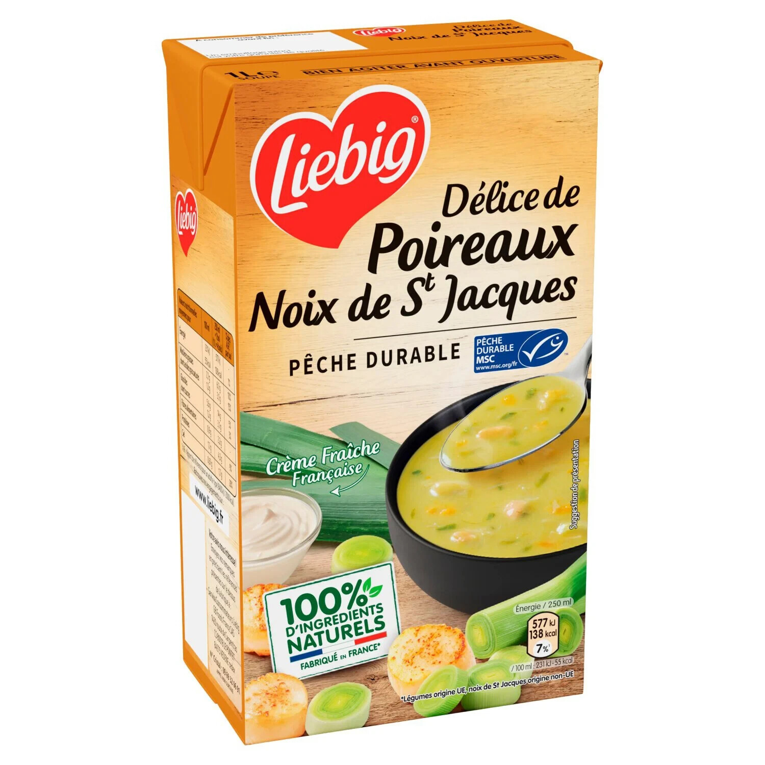 Soupe poireaux noix de St Jacques MSC Liebig onctueuse recette marine lot de 3