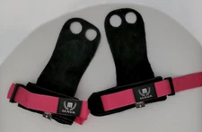 Mava Sports Leather Hand Grips with Wrist Support Pink Small