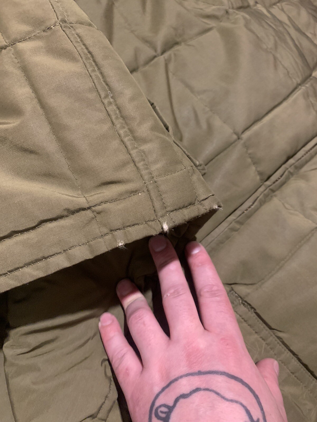 Vintage Eddie Bauer Army Green Quilted Goose Down Jac… Gem