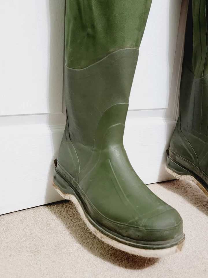 Orvis Mens Waders Size XL Green Neoprene Nylon PVC Chest Height Boots Thinsulate - Image 2 of 4