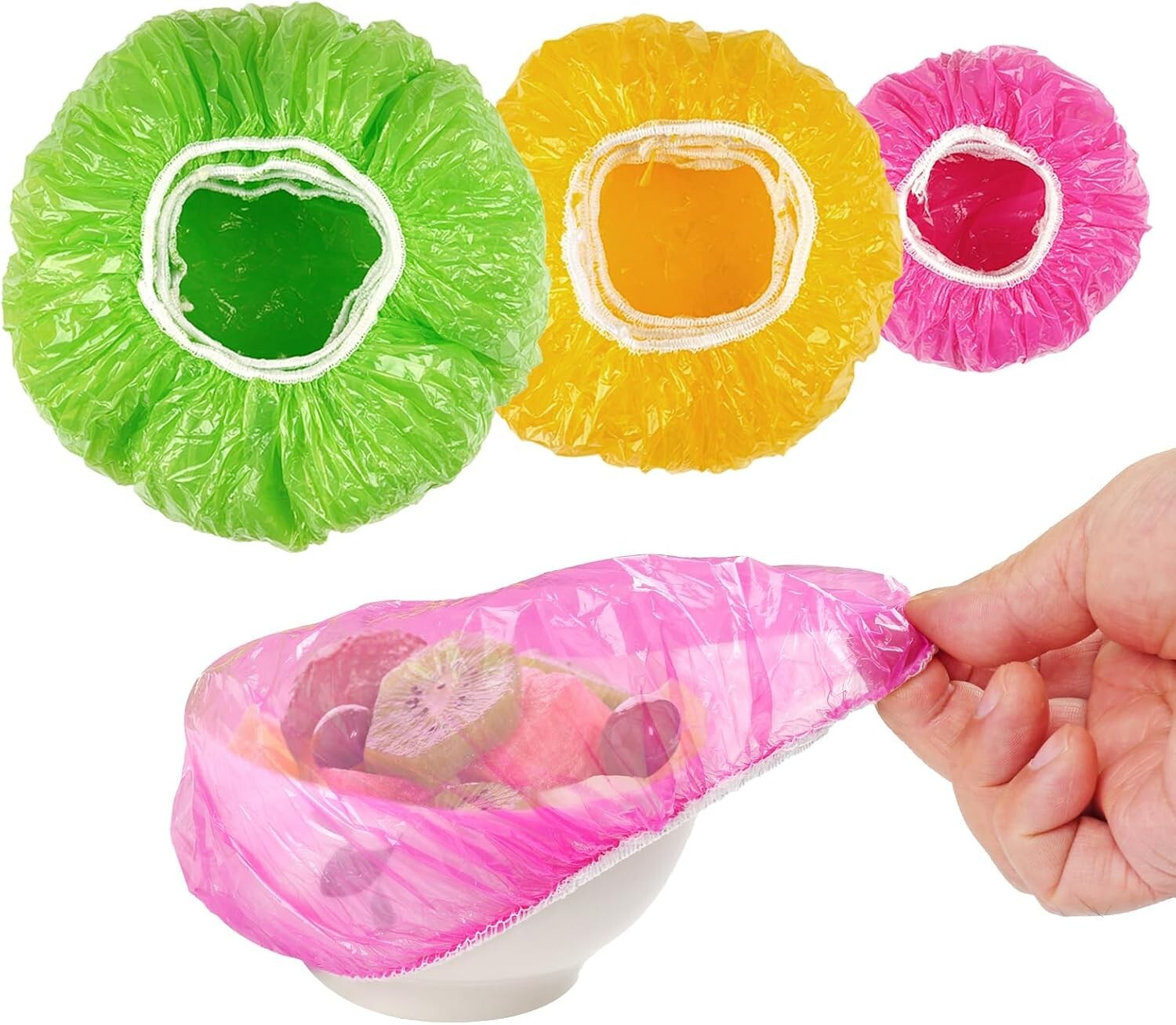 60 Pcs Elastic Food Bowl Covers Reusable Stretch Plastic Wrap Dish Plate Covers