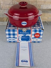NEW Emile Henry Dutch Oven Casserole Dish W/Lid #84.20 Red/White (3.5qt) Approx