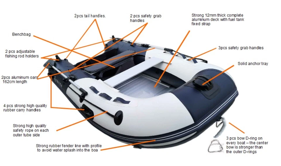 Schlauchboot Ruderboot AQUALELA 230 Alu Boden Paddelboot Gummiboot rot RIB - Bild 2 von 4