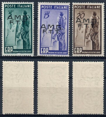AMG-FTT 1949 ERP PROGRAM RECONSTRUCTION EUROPE 3 VALUES SAXON 43 / 45 MNH **