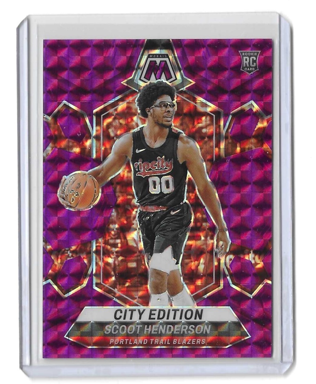 Scoot Henderson 2023-24 Panini Mosaic 7/99 Purple City Edition RC Portland #275