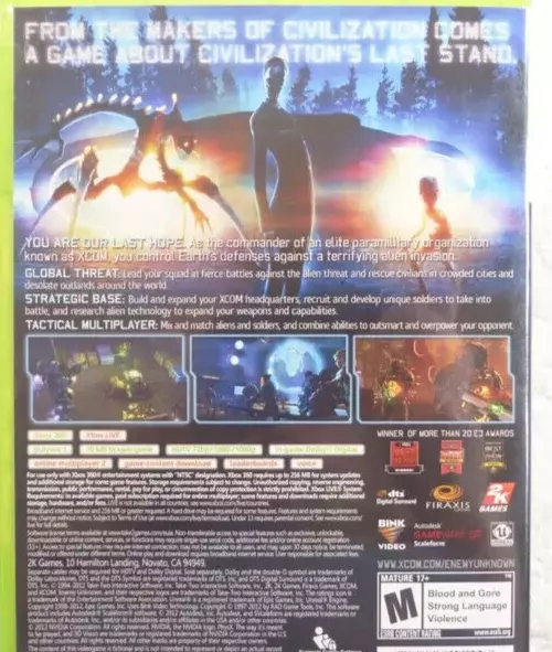 Xbox 360 XCOM Enemy Unknown (Juegos 2K) M=Maduro 17+ -Solo CD Foto 2 de 4