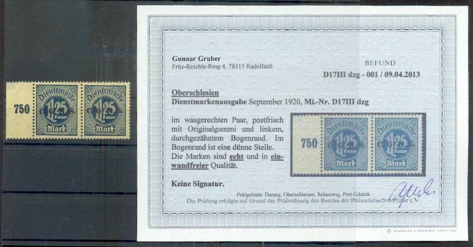 Upper Silesia Service 17III Serrated Edge** MNH Mint Never Hinged BPP (35534