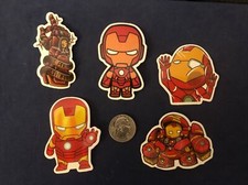 Super Hero - Iron Man - Lot Of 5 Stickers. - New