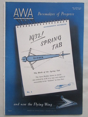 5/1946 PUB ARMSTRONG WHITWORTH FLUGZEUG FLIEGENDER FLÜGEL SPRING TAB ATALANTA ANZEIGE