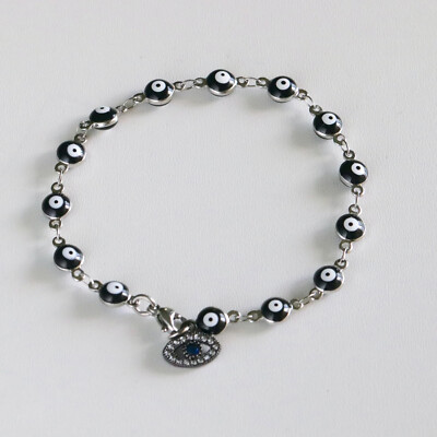 Black Evil Eye Charm Bracelet Evil Eye Anklet Stainless Steel Gold Silver Bead