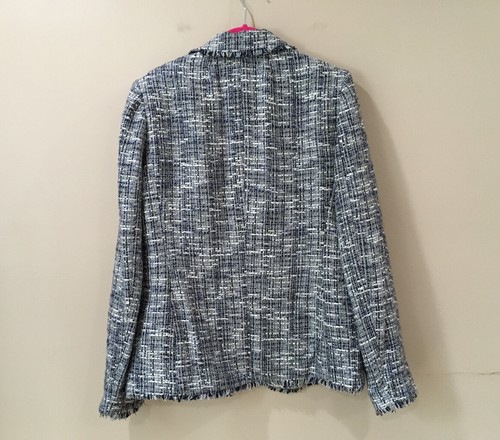 Elie Tahari Womens 8 Tweed Tailored Single Breasted Blazer Jacket Blue New - Picture 2 of 10