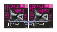 2 Pair U By Kotex Thinx Reusable Period Undies Super Full Briefs Size 14-16