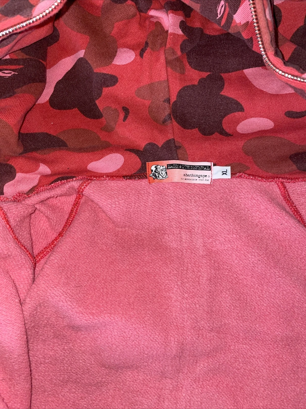 A BATHING APE (BAPE) Felpa con cappuccio mimetica rossa molto rara Bape vintage A Bathing Ape NUOVA One Of One