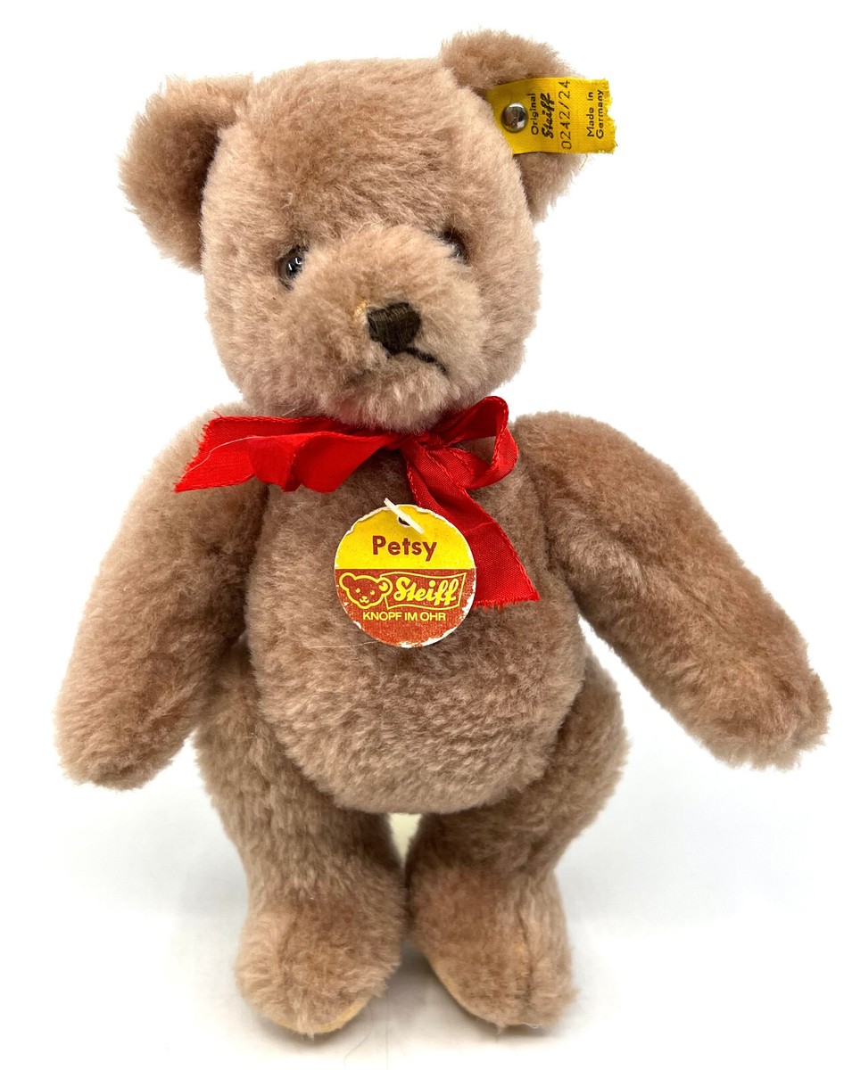 【シリアルナンバー入り】Steiff Familiar Teddy Bear Steiff Petsy Teddy Bear 1970s ID Button Tags 24cm 9.5in Dralon
