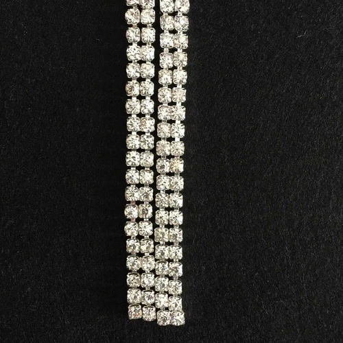 Fashion SS16 Clear Rhinestone 2-Row Close Chain Trims Silver x 1 yard - Picture 11 of 11