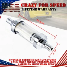 10mm 3/8'' Fuel Filters Car Petrol Diesel Inline Reusable Chrome Glass Universal